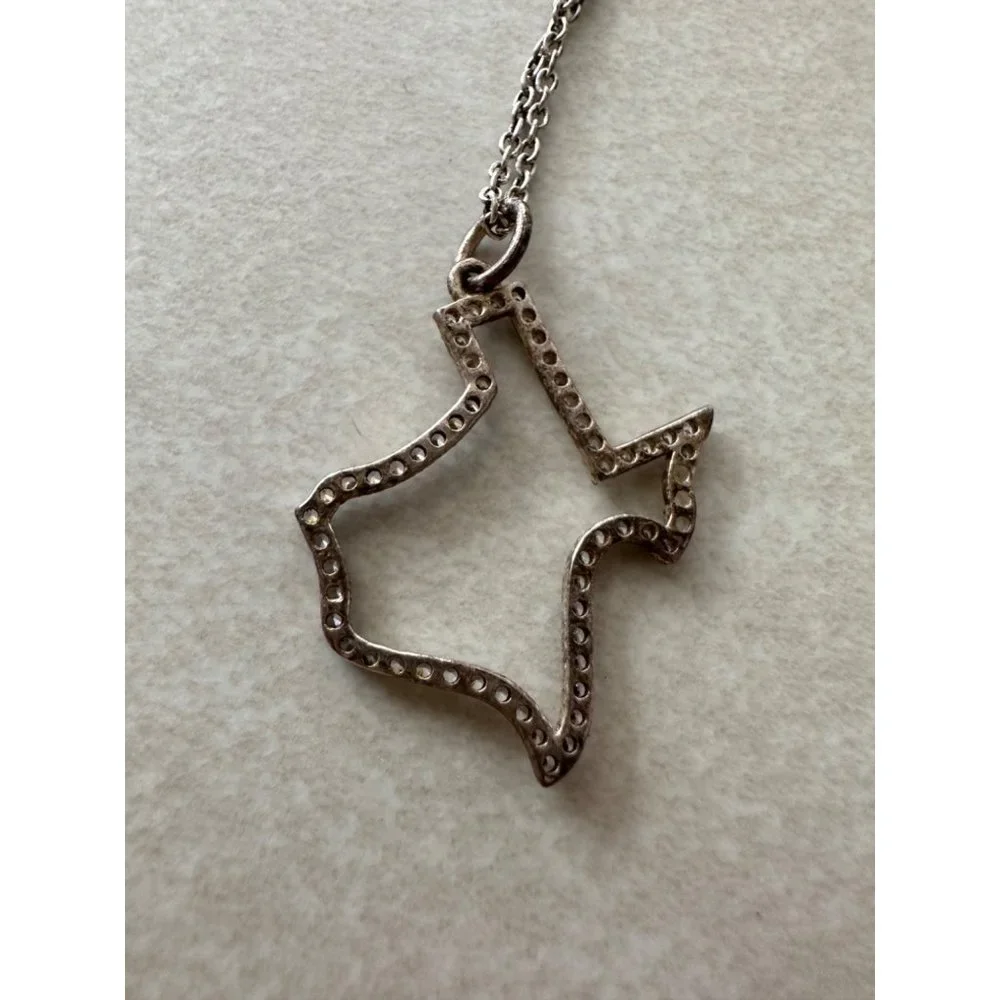 Stamped 925 sterling silver cubic zirconia CZ state of Texas outline necklace - Picture 5 of 8